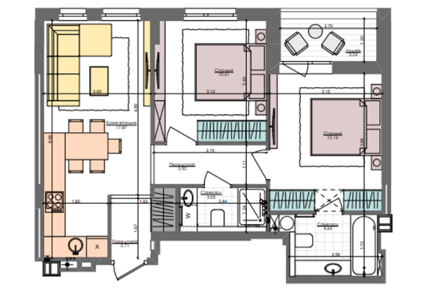 2-кімнатна 56.1 м² в ЖК Файна Таун від забудовника, Київ
