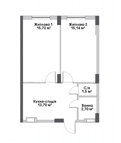 2-кімнатна 46.89 м² в ЖК City Park від 14 100 грн/м², м. Ірпінь