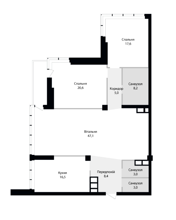 3-кімнатна 130.3 м² в ЖК Skyline від 60 625 грн/м², Київ