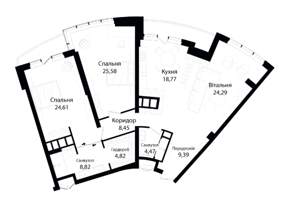 3-кімнатна 134 м² в ЖК Skyline від забудовника, Київ