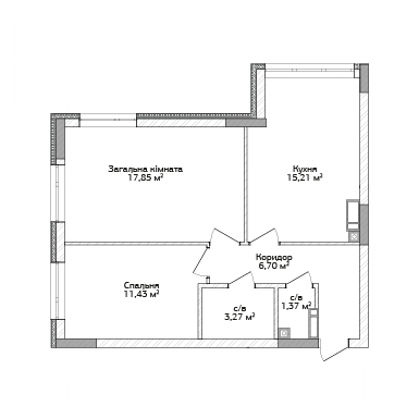 2-кімнатна 55.83 м² в ЖК City Park від 12 500 грн/м², м. Ірпінь