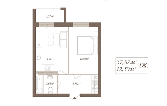 1-комнатная 37.67 м² в ЖК SloveSky от 20 500 грн/м², Киев