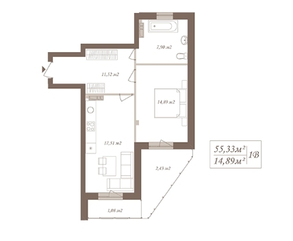 1-комнатная 55.33 м² в ЖК SloveSky от 20 500 грн/м², Киев