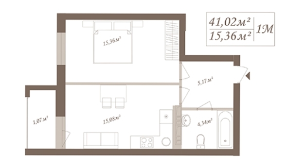 1-комнатная 41.02 м² в ЖК SloveSky от 20 500 грн/м², Киев