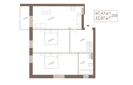 2-комнатная 67.45 м² в ЖК SloveSky от 19 500 грн/м², Киев