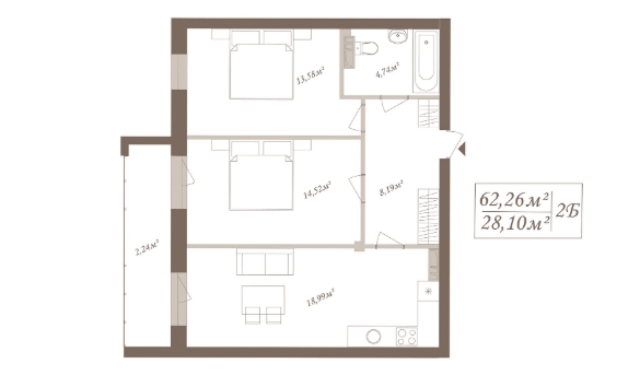 2-комнатная 62.26 м² в ЖК SloveSky от 19 500 грн/м², Киев