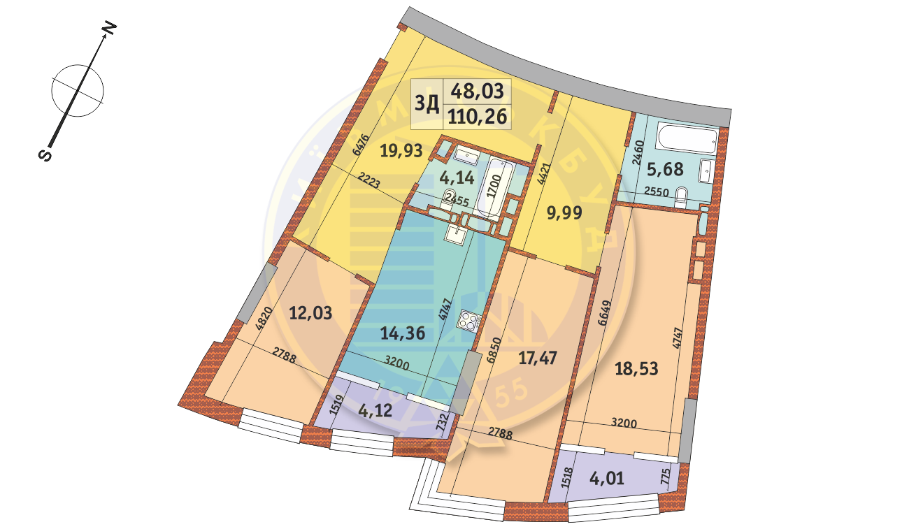 3-комнатная 110.26 м² в ЖК Mirax от 25 350 грн/м², Киев