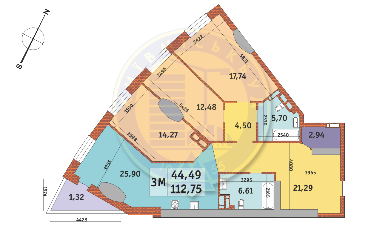 3-комнатная 112.75 м² в ЖК Mirax от 25 350 грн/м², Киев