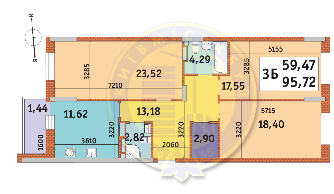 3-комнатная 95.72 м² в ЖК Mirax от 30 405 грн/м², Киев