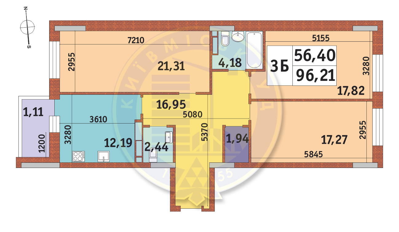 3-комнатная 95.21 м² в ЖК Mirax от 25 350 грн/м², Киев