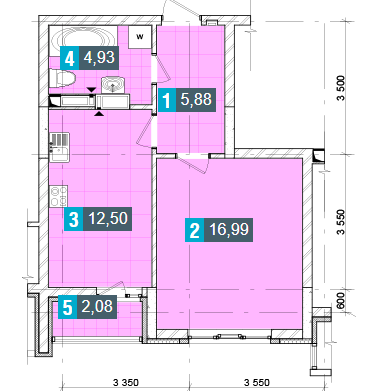 1-комнатная 42.38 м² в ЖК Демеевка от 32 600 грн/м², Киев
