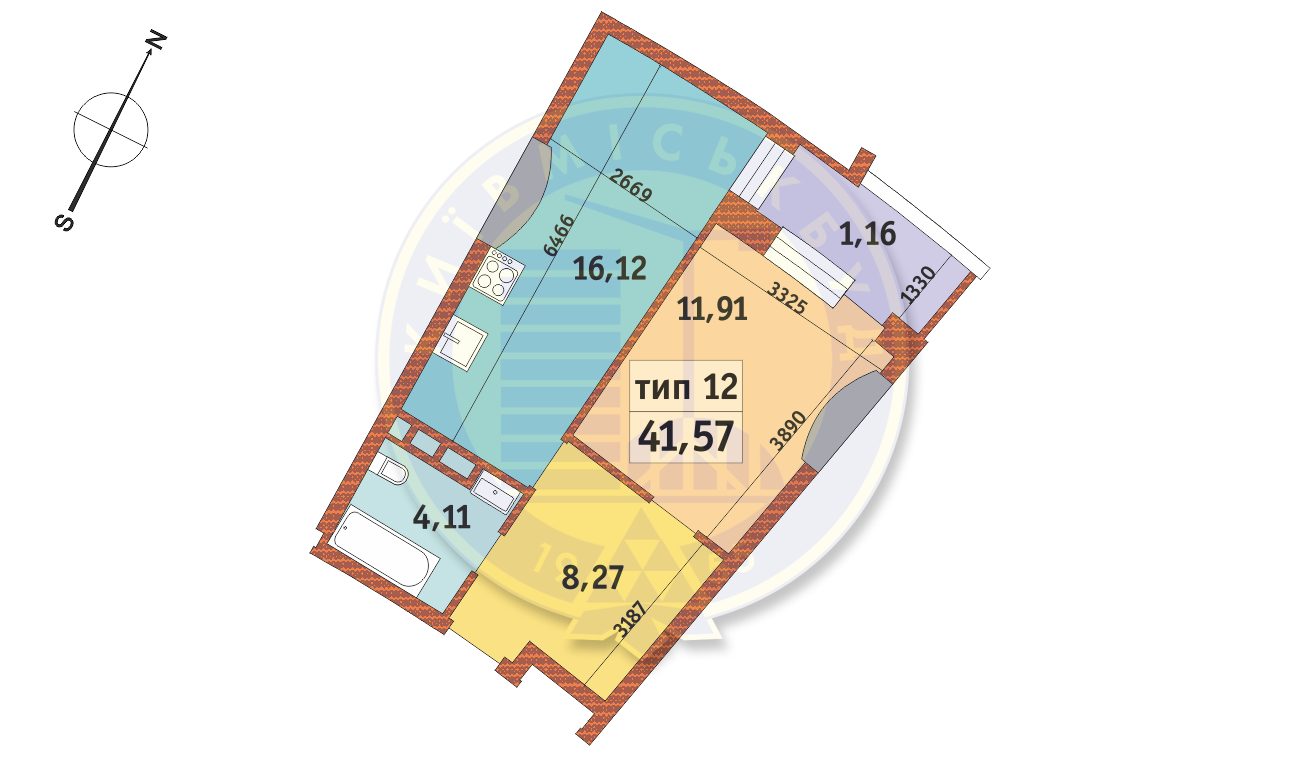 1-кімнатна 41.57 м² в ЖК Mirax від 27 675 грн/м², Київ
