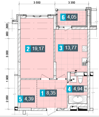 1-кімнатна 54.62 м² в ЖК Деміївка від 32 600 грн/м², Київ