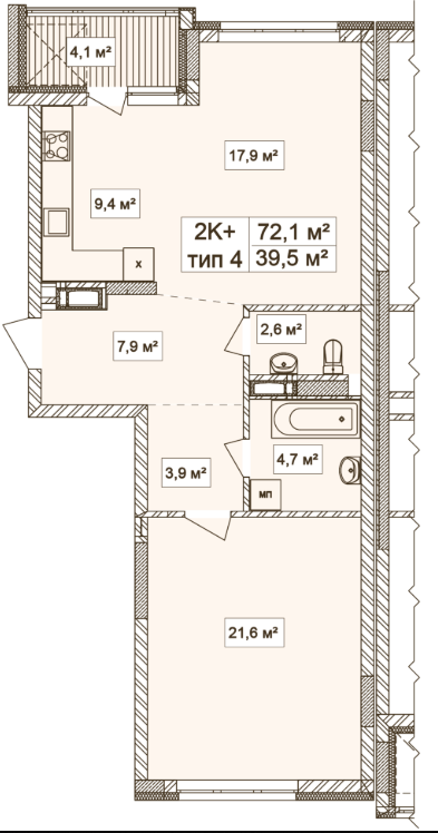 2-кімнатна 72.1 м² в ЖК Лук'янівський каскад від 36 284 грн/м², Київ