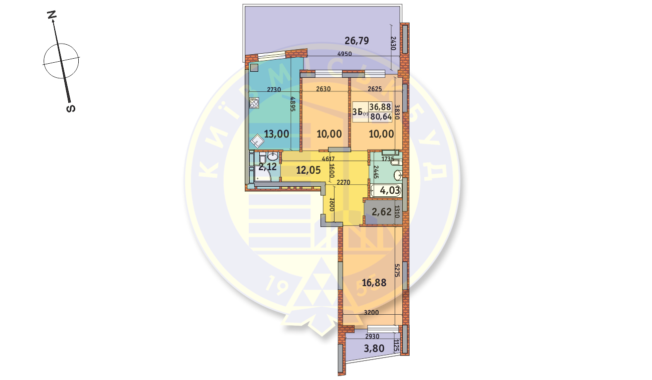3-кімнатна 80.64 м² в ЖК Італійський квартал від 25 704 грн/м², Київ