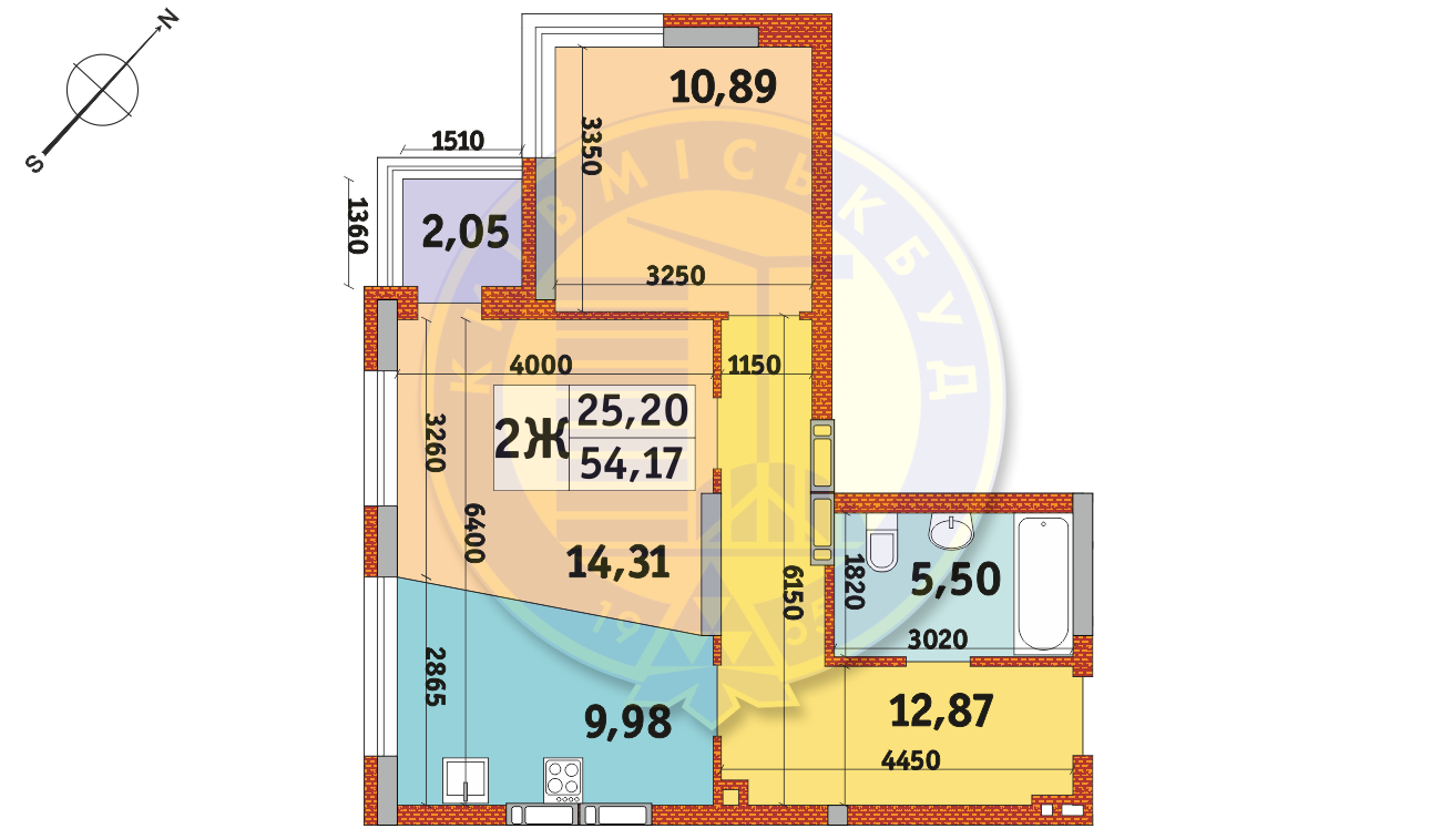 2-кімнатна 54.17 м² в Апарт-комплекс у Пущі-Водиці від 18 800 грн/м², Київ