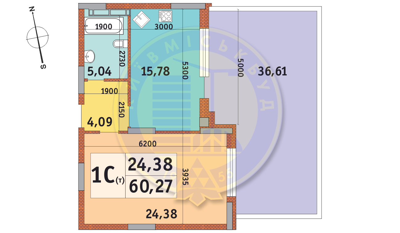 1-кімнатна 60.27 м² в ЖК Італійський квартал від 26 352 грн/м², Київ