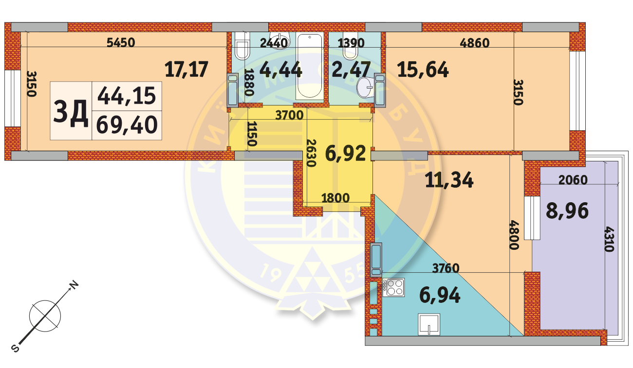 3-кімнатна 69.4 м² в Апарт-комплекс у Пущі-Водиці від 19 865 грн/м², Київ