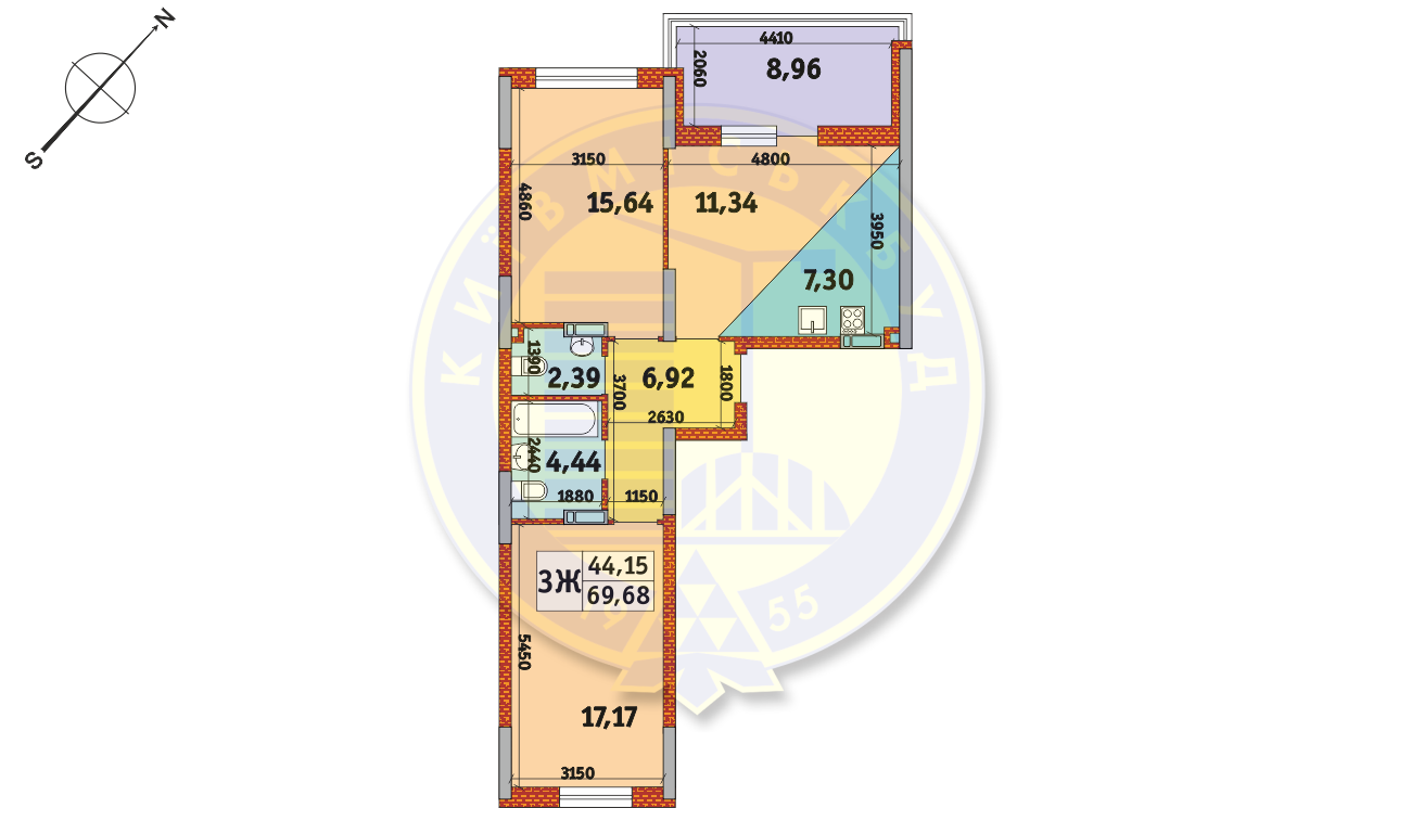 3-кімнатна 69.68 м² в Апарт-комплекс у Пущі-Водиці від 19 865 грн/м², Київ