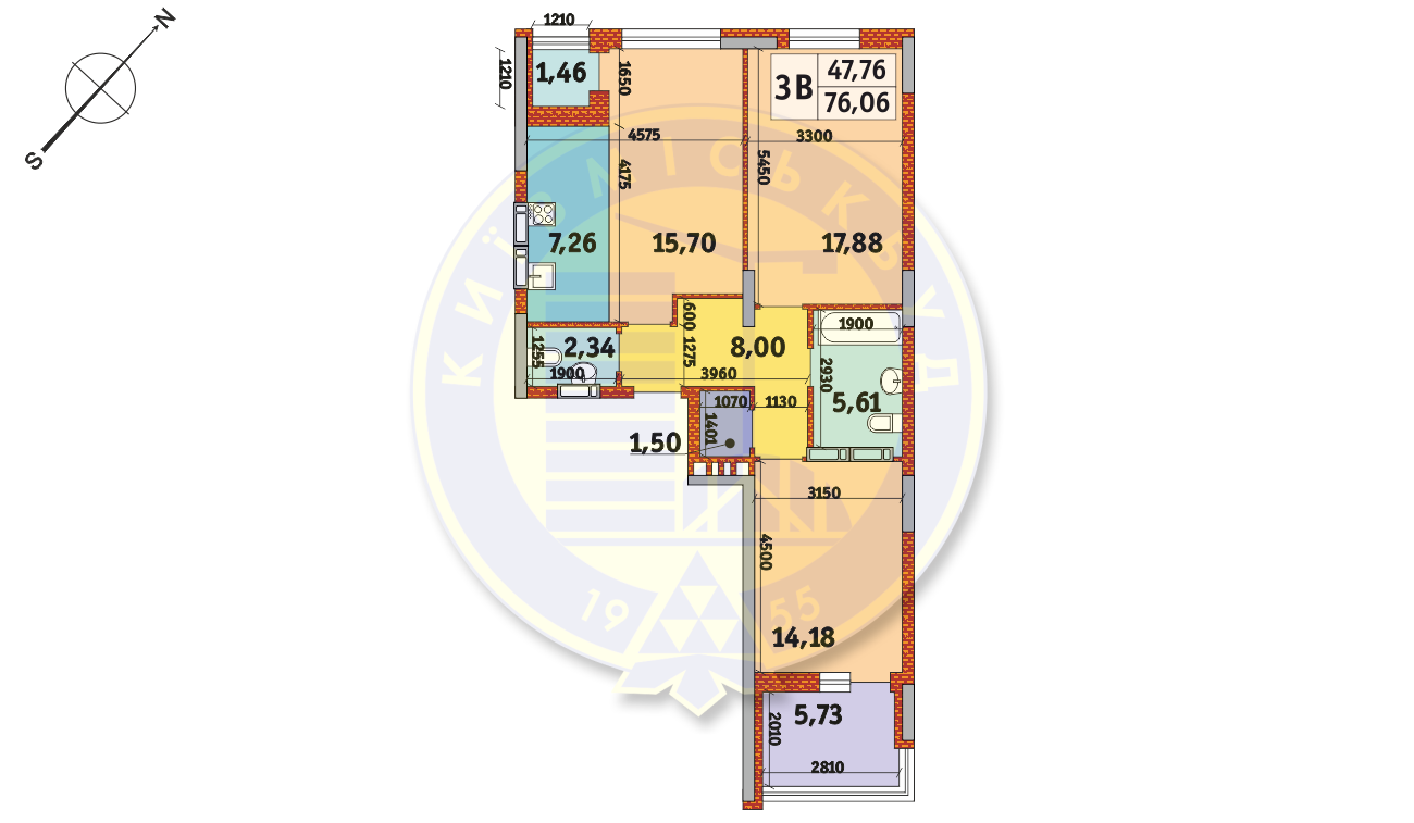 3-кімнатна 76.06 м² в Апарт-комплекс у Пущі-Водиці від 19 865 грн/м², Київ