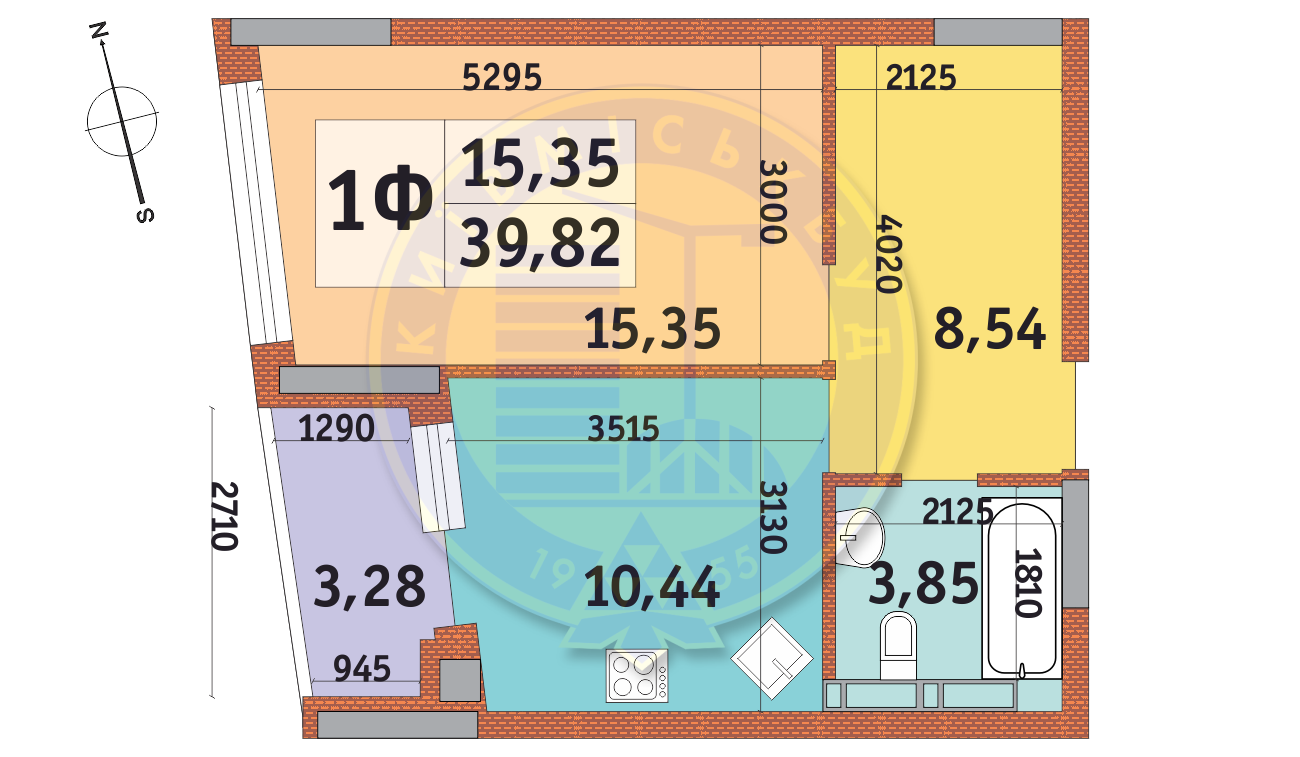 1-кімнатна 39.82 м² в ЖК Італійський квартал від 22 610 грн/м², Київ