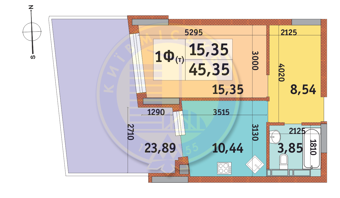 1-кімнатна 45.35 м² в ЖК Італійський квартал від 22 650 грн/м², Київ