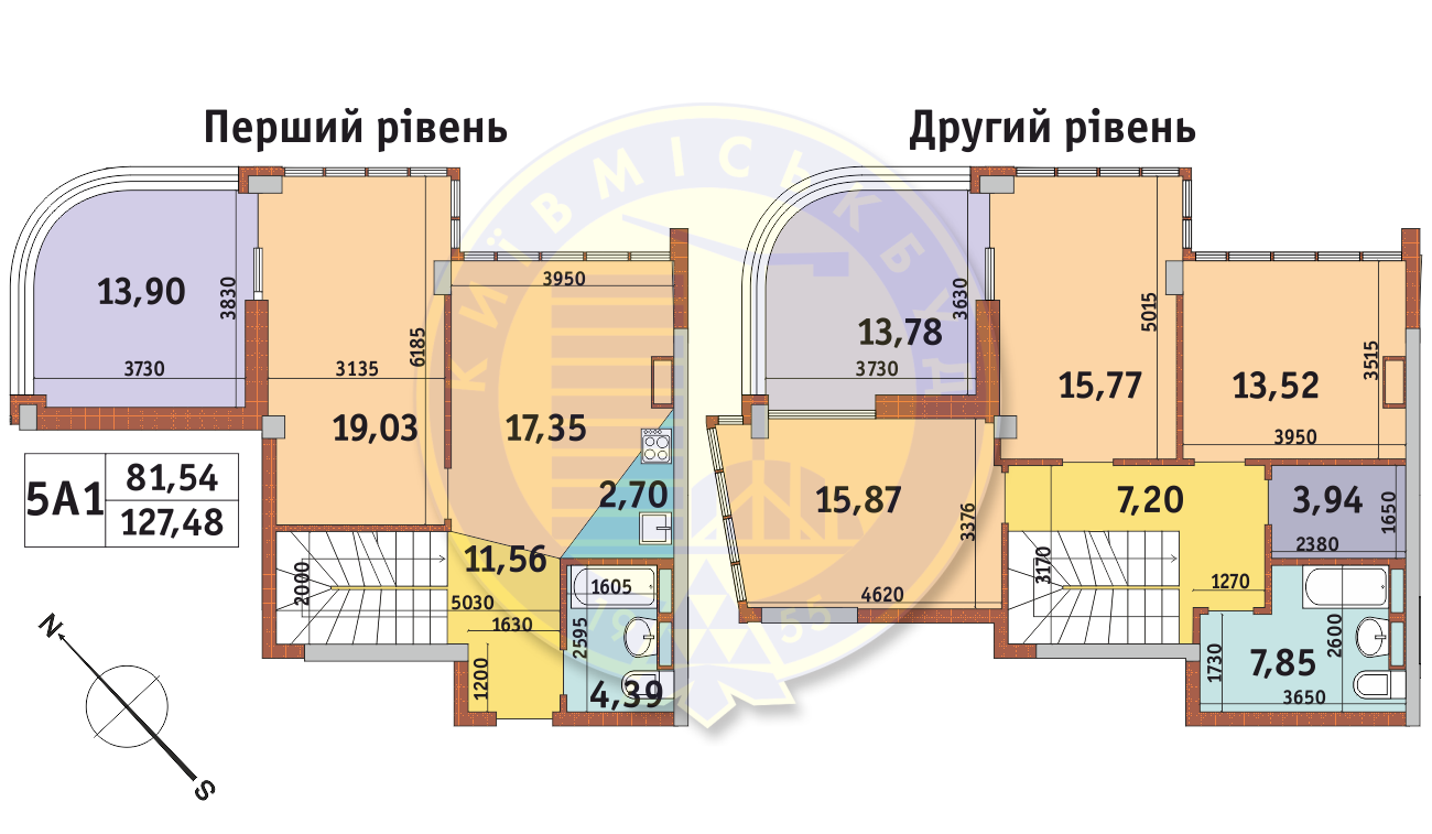 Двухуровневая планировка квартиры 145.38 м² в ЖК Каховская, Киев — Bild.ua