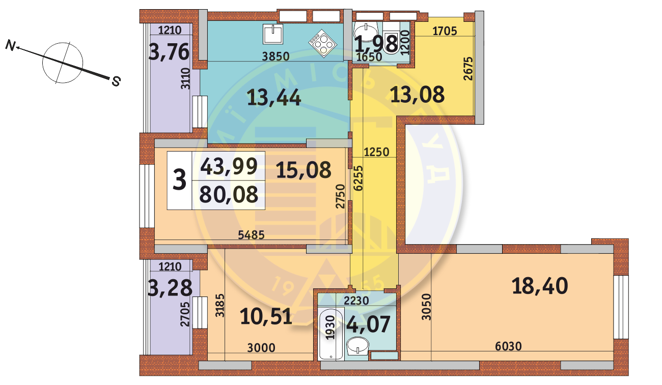 3-кімнатна 80.08 м² в ЖК Каховська від 24 214 грн/м², Київ
