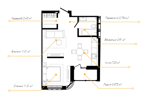 1-кімнатна 41.79 м² в ЖК 044 від 56 650 грн/м², Київ