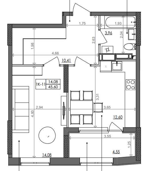 1-кімнатна 45.8 м² в ЖК Svitlo Park від 26 559 грн/м², Київ