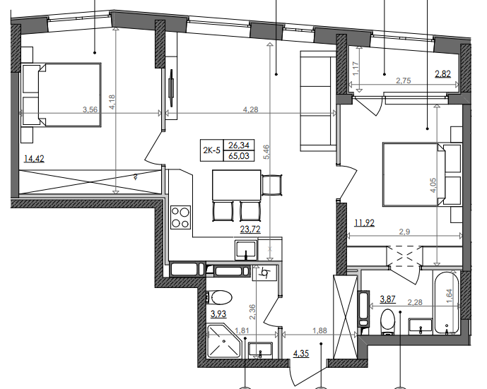2-кімнатна 65.03 м² в ЖК Svitlo Park від 29 464 грн/м², Київ