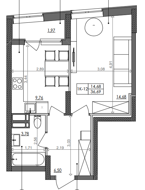 1-кімнатна 36.69 м² в ЖК Svitlo Park від 19 594 грн/м², Київ