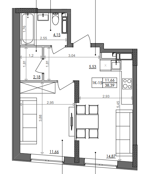 1-кімнатна 39.39 м² в ЖК Svitlo Park від 19 594 грн/м², Київ