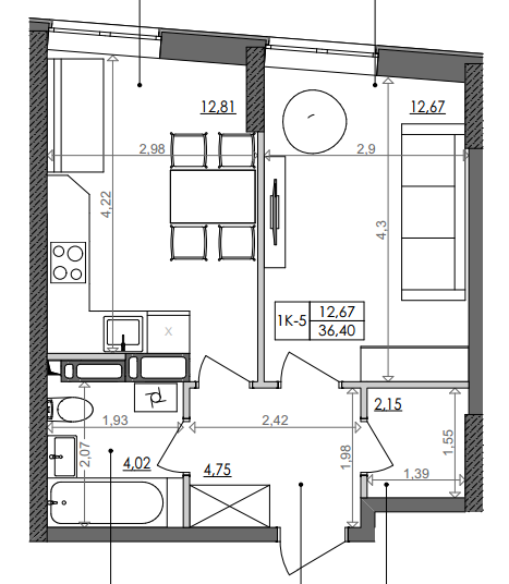 1-кімнатна 36.4 м² в ЖК Svitlo Park від 19 594 грн/м², Київ