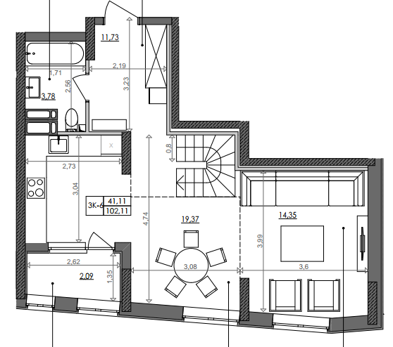 3-кімнатна 102.11 м² в ЖК Svitlo Park від 18 673 грн/м², Київ