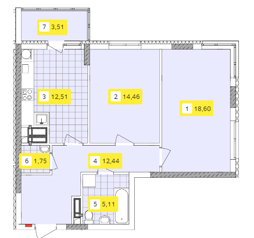 2-кімнатна 68.38 м² в ЖК Відрадний від 25 948 грн/м², Київ