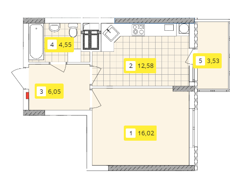 1-комнатная 42.74 м² в ЖК Отрадный от 32 247 грн/м², Киев