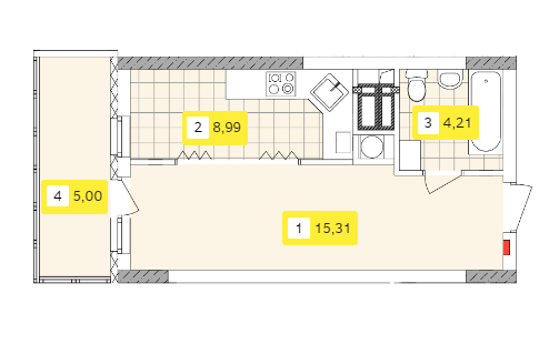 1-комнатная 33.51 м² в ЖК Отрадный от 32 247 грн/м², Киев