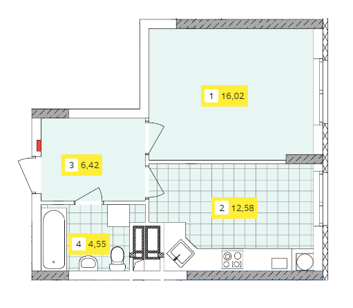 1-комнатная 39.57 м² в ЖК Отрадный от 32 247 грн/м², Киев