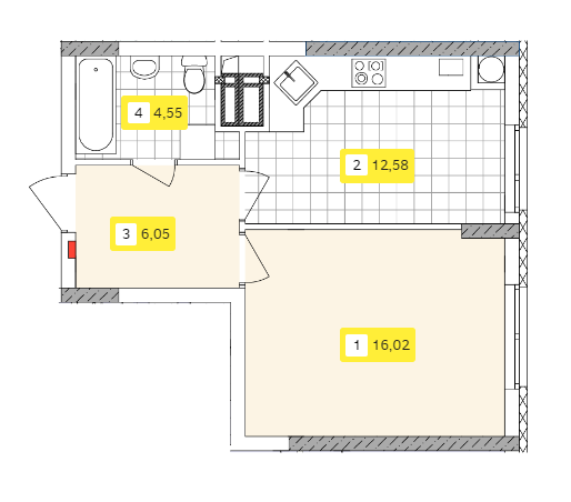 1-комнатная 39.2 м² в ЖК Отрадный от 32 579 грн/м², Киев