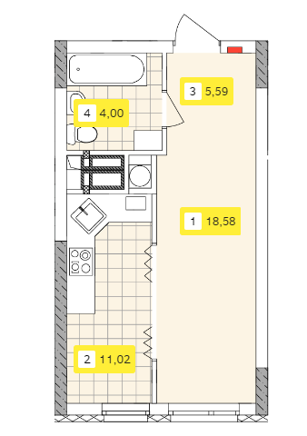 1-комнатная 39.19 м² в ЖК Отрадный от 32 274 грн/м², Киев