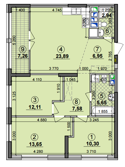 3-кімнатна 90.33 м² в ЖК Seven від 19 700 грн/м², Київ