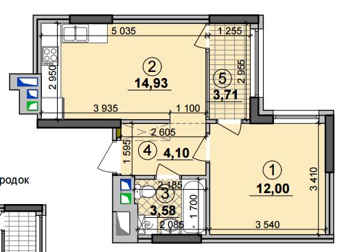 1-кімнатна 38.32 м² в ЖК Seven від 25 050 грн/м², Київ