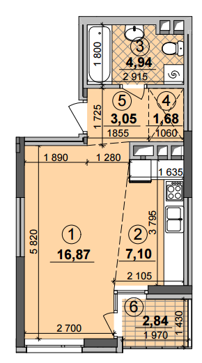 1-кімнатна 35.06 м² в ЖК Seven від 25 050 грн/м², Київ