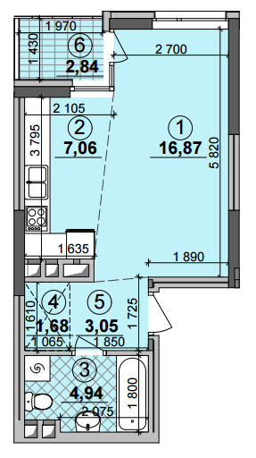 1-кімнатна 35.02 м² в ЖК Seven від 25 050 грн/м², Київ