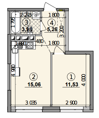1-кімнатна 35.83 м² в ЖК Seven від 25 050 грн/м², Київ