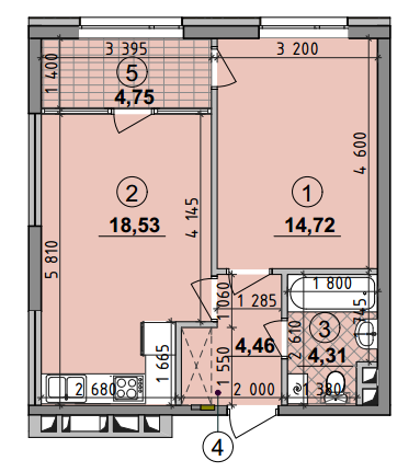 1-кімнатна 46.77 м² в ЖК Seven від 25 050 грн/м², Київ