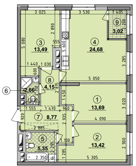 3-кімнатна 89.23 м² в ЖК Seven від 19 850 грн/м², Київ