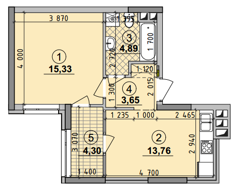 1-кімнатна 41.93 м² в ЖК Seven від 25 050 грн/м², Київ