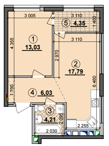 1-кімнатна 45.41 м² в ЖК Seven від 28 500 грн/м², Київ